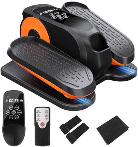 Morelax Mini Ellipsentrainer, Untertisch Elektrischer Crosstrainer für Zuhause, Leiser & Tragbarer Pedaltrainer für Senioren mit Fernbedienung, Display, Rutschfestem Pad, 12 Geschwindigkeiten