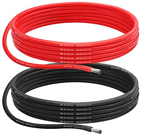 Henakmsl 8 AWG Silikonkabel 5 m, 8,29 mm², Rot/Schwarz | 2,5 m Rot + 2,5 m Schwarz, hochflexible Litze aus verzinntem Kupfer für RC, Auto, Marine und Elektronik