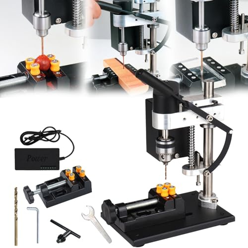 Standbohrmaschine, 250W Mini Tischbohrmaschine Ständerbohrmaschine 7 Gang Einstellbare Geschwindigkeit Bohrfutter mit Einer Spannweite 0,3-4mm 50mm Höhenverstellung für Metall Holz Acryl Aluminium
