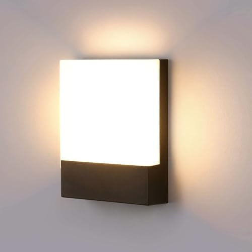 Lightsjoy Aussenlampe Wand LED 18W Wandleuchte Aussen IP65, Warmweiß 3000K | Wasserdichte Aussenleuchten Hauswand, robustes Aluminium, moderne Wandlampe aussen, für Garten Veranda Garage Treppenhaus