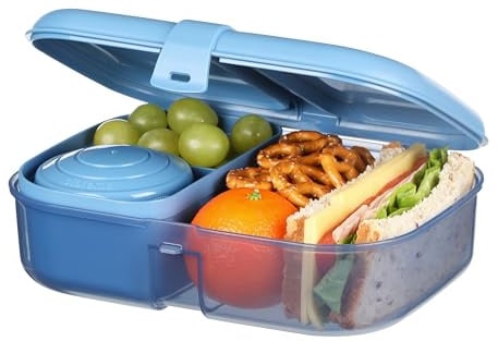 Sistema Ribbon Bento Box Brotdose mit flexiblem Einsatz und Joghurt-/Fruchtbehälter | Mit recyceltemozeangebundenem Kunststoff | 1,1 L Lunchbox im Bento Style | BPA-frei
