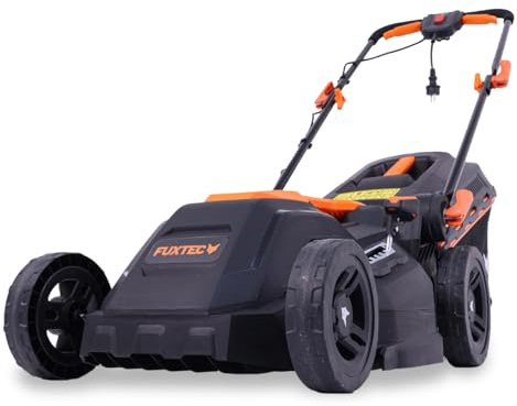 FUXTEC Elektro Rasenmäher mit Kabel FX-RME38-38cm mit 40L Grasfangkorb - nur 12kg - Schnitthöhe 20-70mm - 1600Watt & 220V