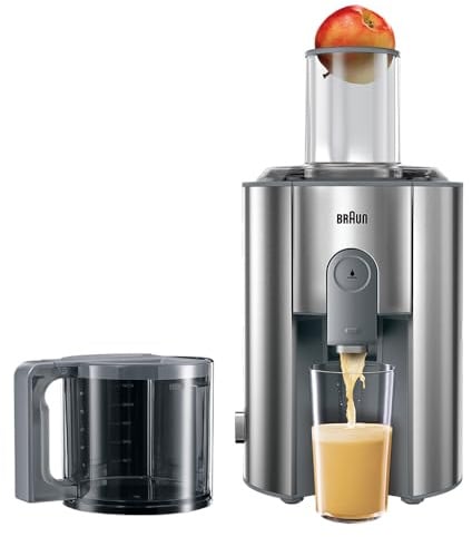 De´Longhi Braun J700 Multiquick 7 Entsafter | Hochleistungs-Entsafter-System | Großer Einfüllschacht (75 mm) | Innovatives Anti-Tropf-System | Kraftvoller 1.000 Watt Motor | silber