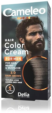 Cameleo für Männer - Permanentes Haarfärbemittel, Haartönung | Dunkelbraune Farbe für Haare, Bart & Schnurrbart | Farbeffekt in 5 Minuten | Graue Haare Abdecken | Ammoniak FREI | 30ml