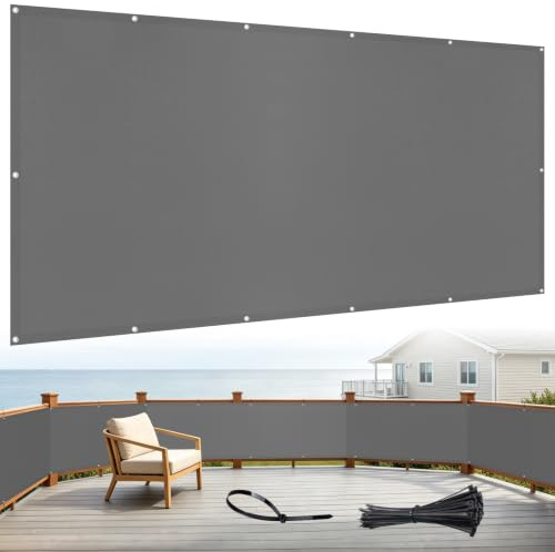 Shade&Beyond Balkon-Sichtschutz Wetterfest 75 x 500 cm, Grau Anthrazit | Balkonverkleidung Balkonbespannung Blickdicht Windschutz ohne Bohren mit Ösen, UV-Schutz für Balkongeländer