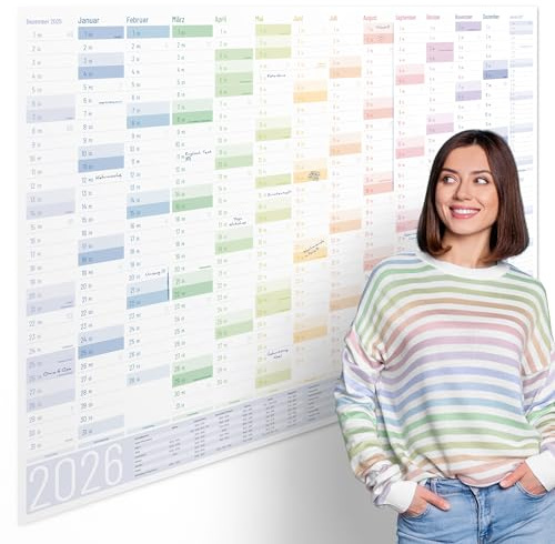Yohmoe® XL Wandkalender 2026 groß DIN A1 (84 x 60 cm) "Seasons" GEFALZT in Poster Größe. Querformat, gefaltet - Kalender 2026 Wandkalender