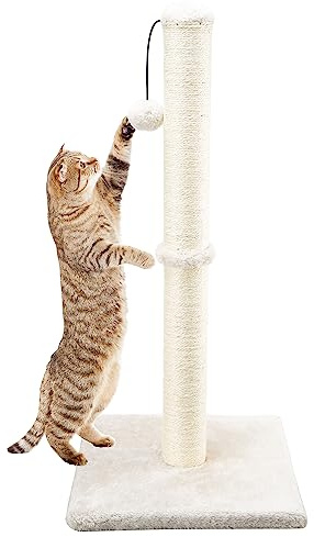 Dimaka Kratzbaum für Katzen, 74 cm, mit Sisalseil und weichem Plüschbezug