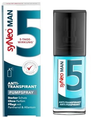 syNeo 5 MAN Antitranspirant Deo Pumpspray – 5-Tage-Wirkung – extra starker Schutz gegen Schwitzen, Schweiß & Geruch – Spray für Achseln – ohne Parfum – dermatologisch getestet – für Herren – 30 ml