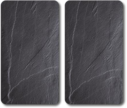 KESPER | Glasschneideplatte/Herdabeckplatte/Buffetplatte, Material: ESG-Sicherheitsglas, Maße: 50 x 28,5 cm, Stärke: 0,4 cm, Fußhöhe: 0,3 cm, Motivfolie: Schiefer Grau | 37523 13