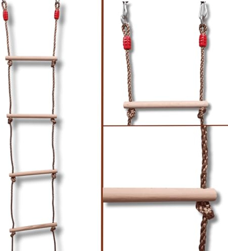 ISOP Schaukelseilleiter 3 m – Für Kinder und Erwachsene | Baumhausleiter und Spielplatzleiter | Seilleiter für Kinder | Geeignet für Bunker, Loft und Outdoor | Hängeleiter für Klettern