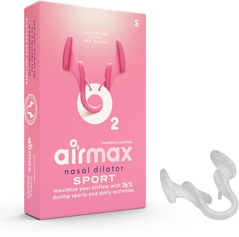 Airmax Sport Nasenspreizer - 76% mehr Luftstrom für Sport, Laufen, Radfahren & Yoga - Alternative zu Nasenpflaster für bessere Atmung - 1 Stück in Größe S - Transparent