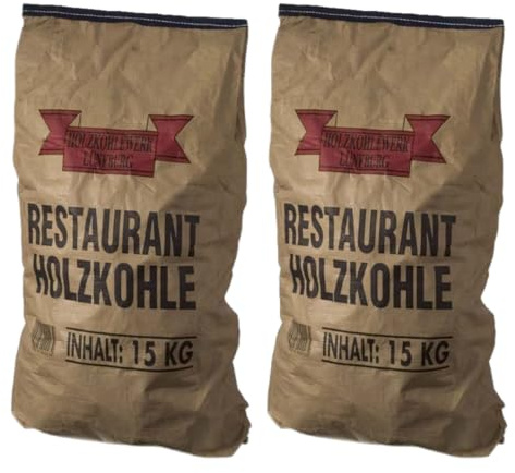 Premium Restaurantholzkohle Holzkohlewerk Lüneburg - 30 KG - Holzkohle, Grillkohle, Kohle, Grillholzkohle, Restaurantkohle, Quebracho blanco - für Holzkohle-Grill, Smoker, Dutch Oven, Restaurant-Grill