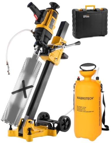 WABROTECH® Kernbohrgerät Handgeführt ⌀22–202 mm an Kernbohrständer und Wasserzuführgerät 11 L - Diamant Kernbohrmaschine 1400 U/min mit PRCD – Kernlochbohrmaschine 2300 W für Nass und Trockenbohrungen