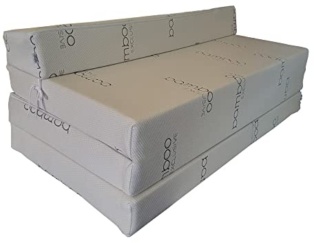 Natalia Spzoo Faltmatratze mit Schaumstoffkern und abnehmbarem Bezug – Klappmatratze mit Kopfteil – klappbare Schlafsessel (200 x 120 x 10cm)