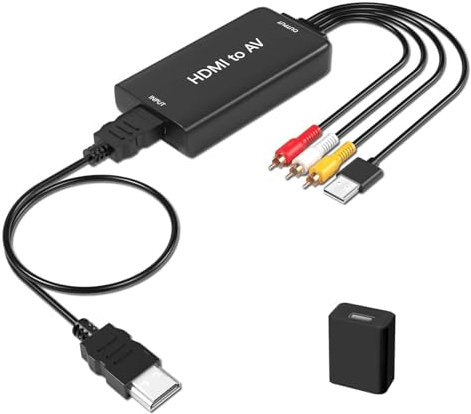 HDMI auf RCA Adapter mit HDMI Kabel,AMANKA HDMI zu AV Konverter HD 1080P HDMI Video Audio Wandler to Cinch 3RCA CVBS Composite Unterstützung PAL /NTSC für TV DVD PS2 PS3 VHS Wii BlueRay