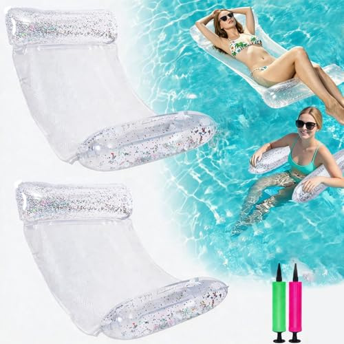CYFIE 2 Stück Aufblasbare Wasserhängematte Erwachsene, 4-in-1 Luftmatratze Pool Wasser Hängematte Lounge Loungesessel Wasser Hängematte mit Netz, Pool Wasserhängematte Schwimmmatte