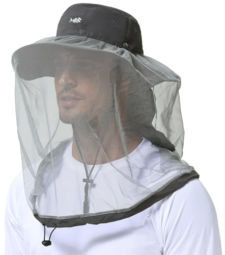 Bassdash UPF 50+ Moskito Sonnenhut mit verstecktem Kopfnetz und Nackenschutz für Herren Damen Angeln Wandern Camping