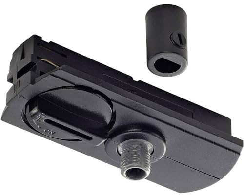 SLV 1-Phasen Pendelleuchtenadapter | Hochvolt-Stromschiene, Aufbau-Schiene, Stromschienen-System | inkl. Zugentlastung und Gewindestück, schwarz