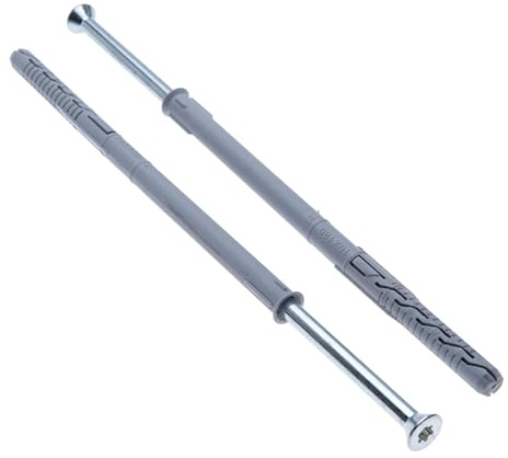7 x 265 mm Senkkopf-Torx-Schrauben TX40 mit 10 x 260 mm Nylon-Dübeln, Schwerlast-Rahmenbefestigungsset, TX-Antrieb-Expansionsanker für Mauerwerk, Fensterrahmen, Fassaden, Holz, Montage (25 Stück)