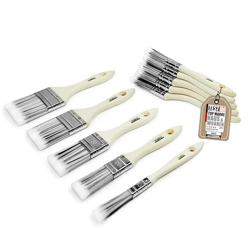 mako Pinselset 10-teilig - Universalpinsel für Lacke & Kreidefarben | Hochwertige Synthetikfasern, Holzgriff, Größen 13-63mm - für Holz, Metall, Putz und wasserbasierte/lösemittelhaltige Systeme