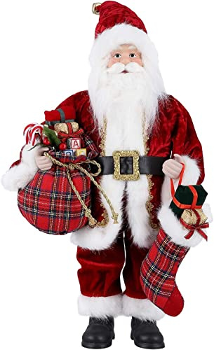 Uten Weihnachtsmann 43 cm/17“ Santa Claus Figuren animierte Weihnachtsstern stehend Santa Figur mit Geschenk und Weihnachtsbaum für Tischplatte Figur Ornamente Weihnachtsfeier