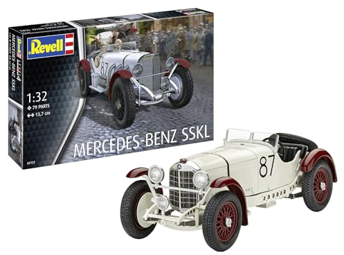 Revell Modellbausatz Mercedes-Benz SSKL, Rennwagen – Legendäres Leichtbau-Coupé mit 7,1-Liter-Motor, Speichenfelgen & historischen Details – Sieger der Mille Miglia 1931 – Für Motorsportfans