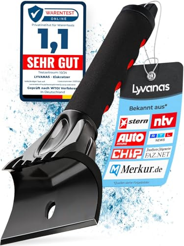 LYVANAS Eiskratzer Auto TESTSIEGER 2025* - Ergonomischer Profi Scheibenkratzer Auto schnell & stark - Effizienter & sicherer Schneekratzer Auto aus Premium ABS - Kratzer Auto Zubehör schont langlebig