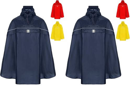 HOCK Fahrrad Regenponcho mit Kapuze inkl. Sichtfenster - Fahrradponcho Wasserdicht mit Reflektoren - Herren Damen Regenschutz - optimales Regencape zum Mitnehmen für alle Biker - Blau - XXL