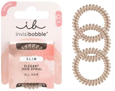 invisibobble Slim Haargummi Bronze Me Pretty I 3x Dünne Haargummis bronze für Mädchen & Damen I eleganter Look & starker Halt I designed im Herzen Münchens