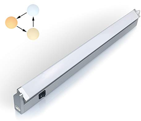 Led Unterbauleuchte Schwenkbar Küchenlampe Unterbau Schrankbeleuchtung mit Schalter Schrauben Dübel Verbindungskabel Warmweiß 3 Farbton Neutralweiß Kaltweiß 560 Lumen 56 cm