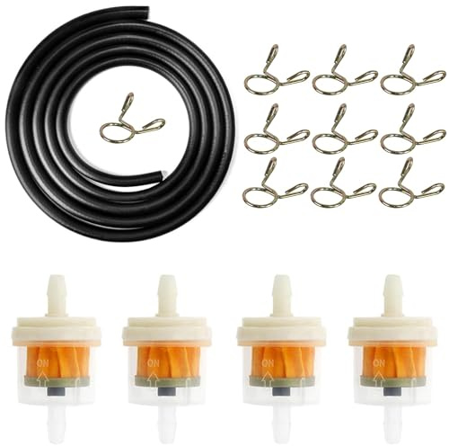 Benzinfilter, Kraftstofffilter, Benzinfilter Moped, Benzinschlauch Rasenmäher, 2M Benzinschlauch Kit Mit 4 Filtern Und 10 Schlauchschellen, Für Motorrad, Roller, Rasenmäher und Auto