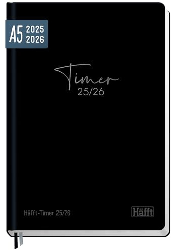 Häfft-Timer 2026/2027 A5 (Aug 26 - Sep 27) Hardcover Schülerkalender Black Edition Schulplaner, Schülerplaner, Studienplaner, Semesterplaner - nachhaltig & klimafreundlich