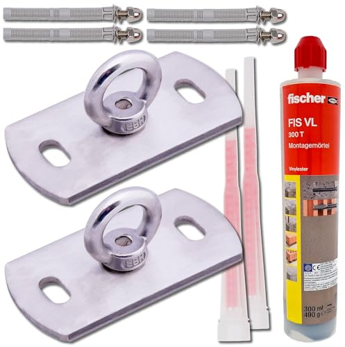 Toldoro® 2X Deckenhalterung aus Edelstahl inkl. Montagematerial/rostfreier Wand- & Deckenhaken mit 400 kg Bruchlast/Befestigung für Hängesessel, Sonnensegel, Liebesschaukel, Boxsack