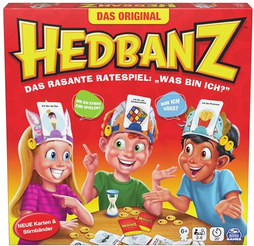 Spin Master Games - Hedbanz, das witzige Ratespiel für die ganze Familie, Wer Bin ich für 2-6 Kinder, Mädchen, Jungen ab 6 Jahren, Geschenkidee