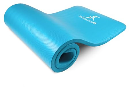 ProsourceFit Extra Thick Yoga and Pilates Mat ½” (13mm) or 1 (25mm), 71-inch Long High Density Exercise Mat with Comfort Foam and Carrying Strap, Aqua