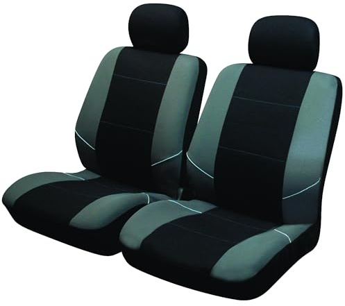 Sakura Merton SS3633 Autschonbezüge, schwarz-grau, Vordersitze und Kopfstützenbezügen - vollständiges Set, universelle Passform, elastische Säume, Seiten-Airbag-kompatibel, maschinenwaschbar