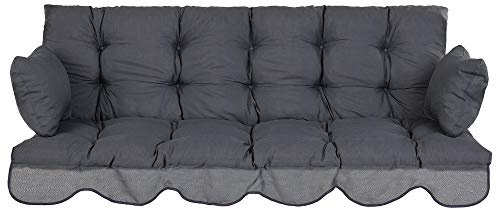 PATIO Hollywoodschaukel Auflage 170x50 Bankauflage grau Sitzkissen Rückenlehne Seitenkissen gesteppt Bora