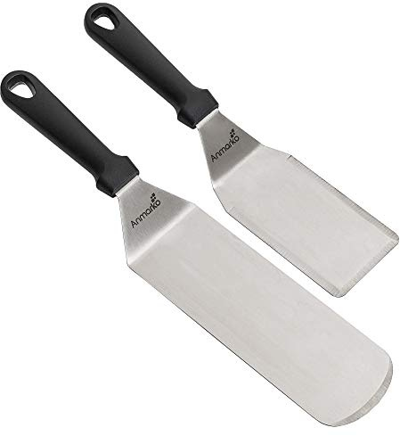 Exklusives Grillwender Set aus hochwertigem Edelstahl - BBQ Grillset in erstklassiger Qualität für Hamburger & Braten - Bratenwender und Bratenheber für Indoor und Outdoor