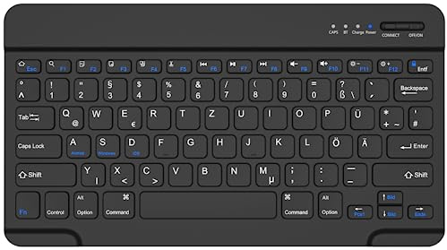 HZD Bluetooth Tastatur, Bluetooth Keyboard, German Layout QWERTZ Lightweight Portable Wireless Keyboard for iPhone, iPad, Samsung, Lenovo, Huawei, Kompatibel Windows, Android, IOS