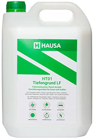 Hausa Tiefengrund LF 5L gebrauchsfertige Grundierung für Innen, Außen, Wand Boden Decke, verstärkt, gleicht Saugfähigkeit aus, Premium Haftgrund lösemittelfrei schnelltrocknend