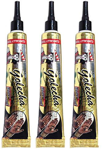 3x Golecha Mehandi Tattoo Tuben (Schwarz) 75g