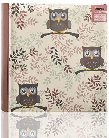ARPAN Fotoalbum mit Eulen-Design, Einstecktasche, Memoalbum, 15,2 x 10,2 cm, für 200 Fotos