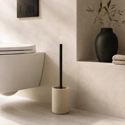 Douceur d'Intérieur Granite Toilettenbürste (Ø 10 x 40 cm), Sand, einfarbiges Polyresin