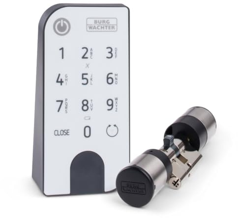 BURG-WÄCHTER Elektronisches Türschloss, Zylinder und Keypad, Öffnung mit App, Pincode oder Funkschlüssel, ENTRYeasy 7601 PIN, Schwarz/Edelstahl Tastenfeld