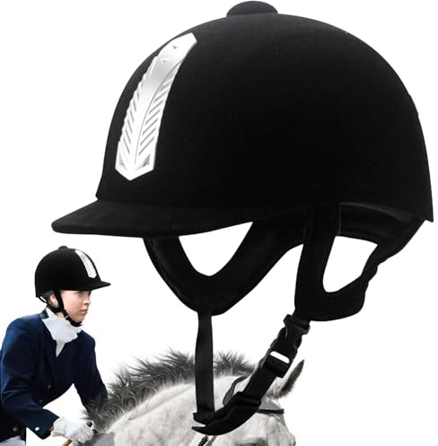 Reitkappe Schwarz, Robuster Reithelm Für Damen Und Herren, Ergonomische Reitkappe Für Mädchen & jungens, Größenverstellbarer Helm Für Erwachsene, Individuelle Größenanpassung - Optimale Belüftung