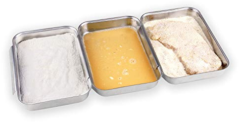 c|h|g Panierset - 3-teiliges Set aus rostfreiem Edelstahl - Spülmaschinengeeignet - Perfekt für Schnitzel - Panierschalen