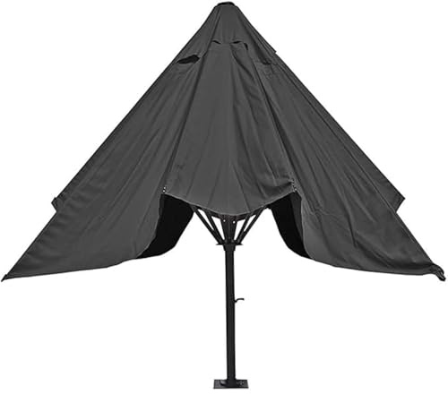 Madera Luxus Sonnenschirm XXL 5x5 m, Marktschirm Ø 7,2 m, Alu-Mast Ø10 cm, Wasserabweisend Polyester, für Terrasse Garten Gastronomie, inkl. Befestigungsplatte (Anthrazit)