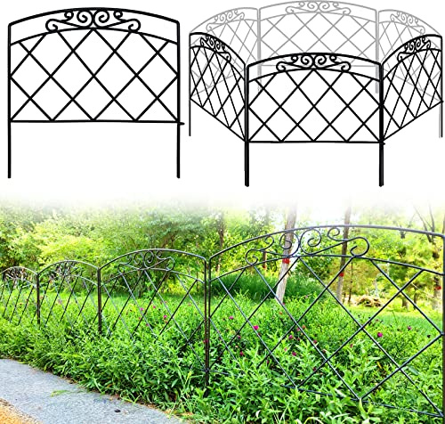 Thealyn Dekorativer Gartenzaun aus Metall, 61 cm breit x 61 cm hoch (5 Paneele, Gesamtlänge: 3 m), Metallbordüre, Klappzaun, Landschaftszaun für Blumenbeet, Bäume, Tierbarriere