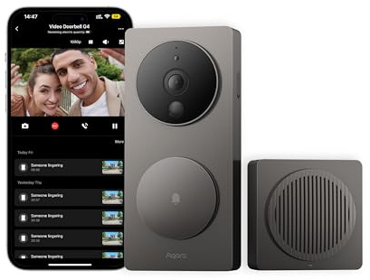 Aqara Smarte Video-Türklingel G4 (inkl. Klingel), 1080p FHD HomeKit Secure -Kamera, Lokale Gesichtserkennung und Automatisierungen, Unterstützt Alexa, Apple Home, Google, Grau