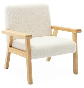 sweeek Kindersessel aus Holz und weißem Teddy Bouclé-Stoff, ISAK L 47 x T 43,5 x H 50cm